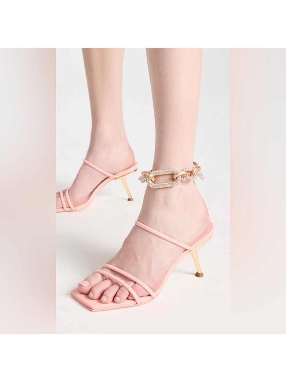 NIB Cult Gaia Lydia Square Toe Strappy High Heel Sandals in Azalea Pink